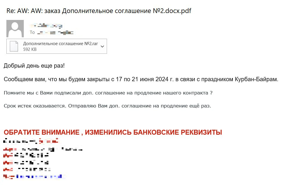 Figure 6. Phishing email with Agent Tesla malware