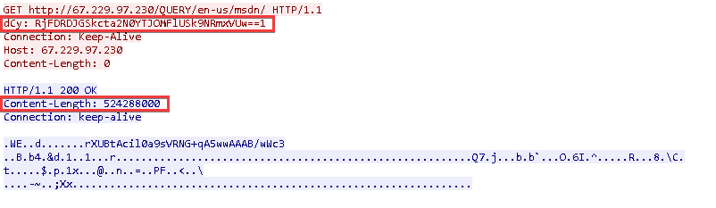 First HTTP connection with C2