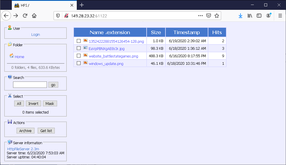 HFS server on Winnti infrastructure