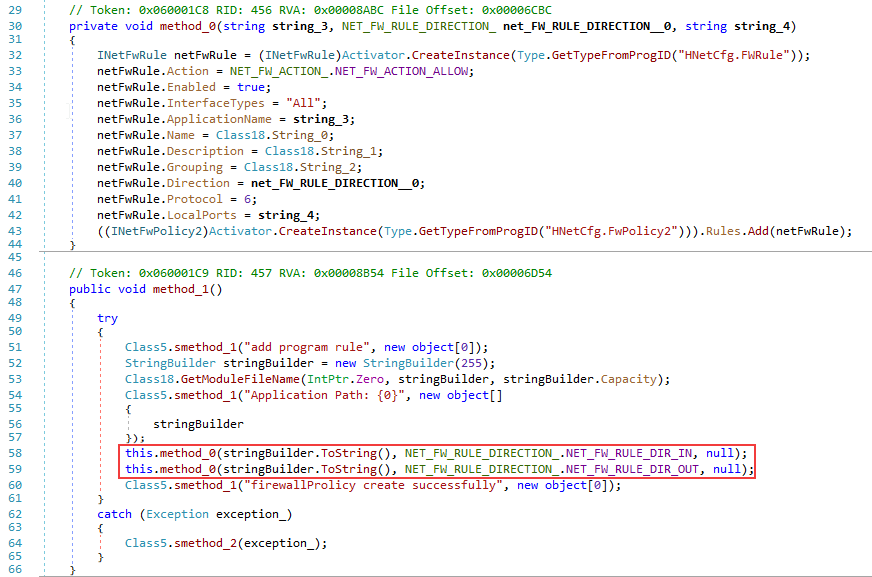 Code for adding Windows Firewall rules